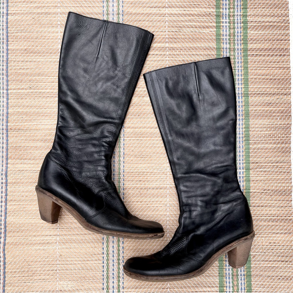 Nine West Black Tall Leather Heeled Boots